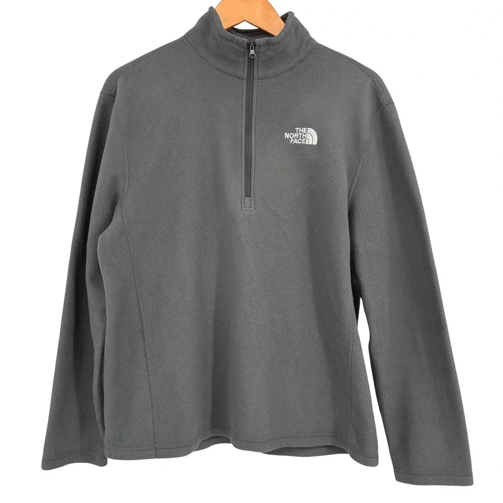 The North Face Mens TKA 100 Glacier quarter /4 Zip Fleece Pullover Grey M Hiking